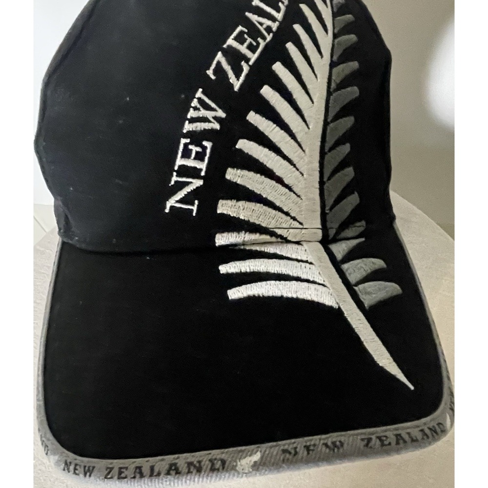 New Zealand Black Ball Cap Style Hat Adjustable White Lettering Unisex - Picture 4 of 5